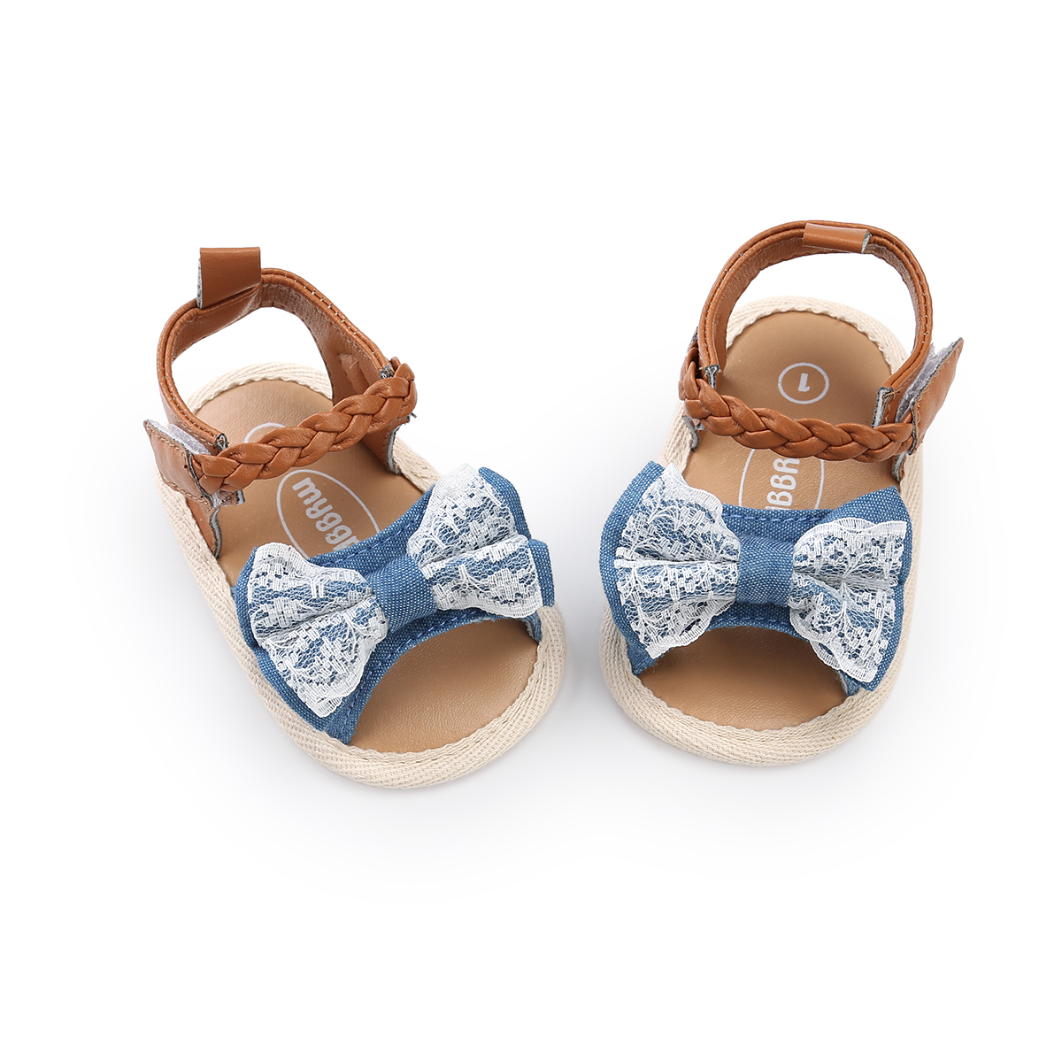 New fashion Cotton and PU Anti-slip sole princess dress infant crib Baby girl sandals