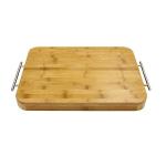 Bamboo breakfast butler serving tray with stainless steel handles