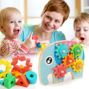 Quality Intelligent Elephant Owl Gear Block Wood Creative Animal Design wholesale