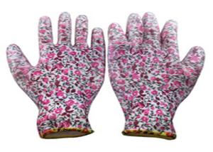Quality Polyester Garden Work Gloves , Paint Printing Polyurethane Coated Gloves wholesale