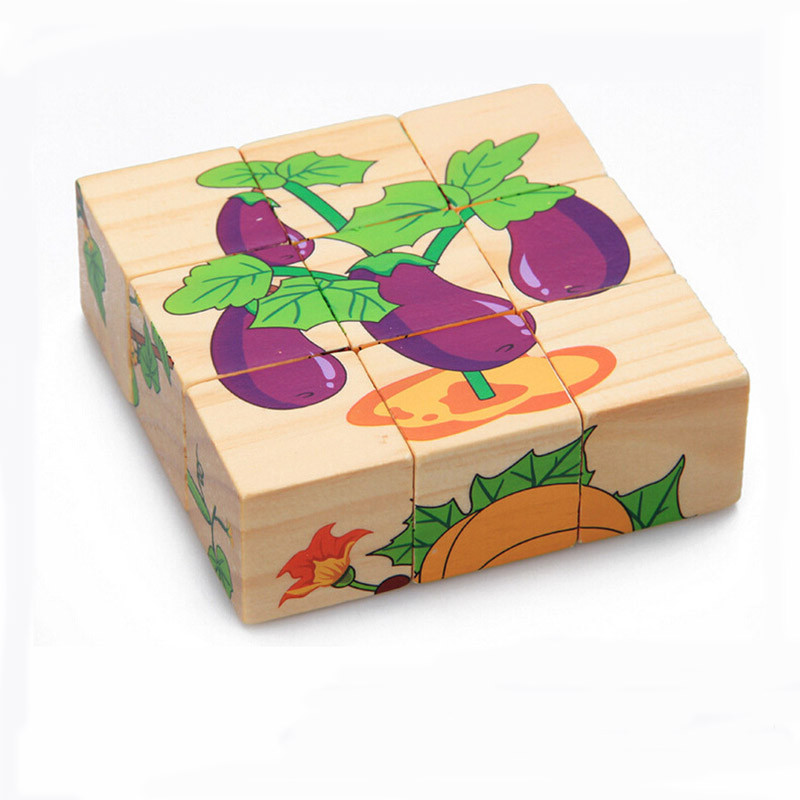 3.5cm Fruit Wooden Blocks Toys Animal Puzzle Blocks For Kids
