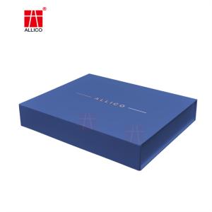 Quality Blue Flat Foldable Packaging Box 600-800gsm Gold Foil Logo wholesale