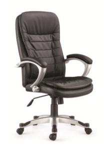 Quality High Back Black Leather China Office Chair with Double Cushion wholesale