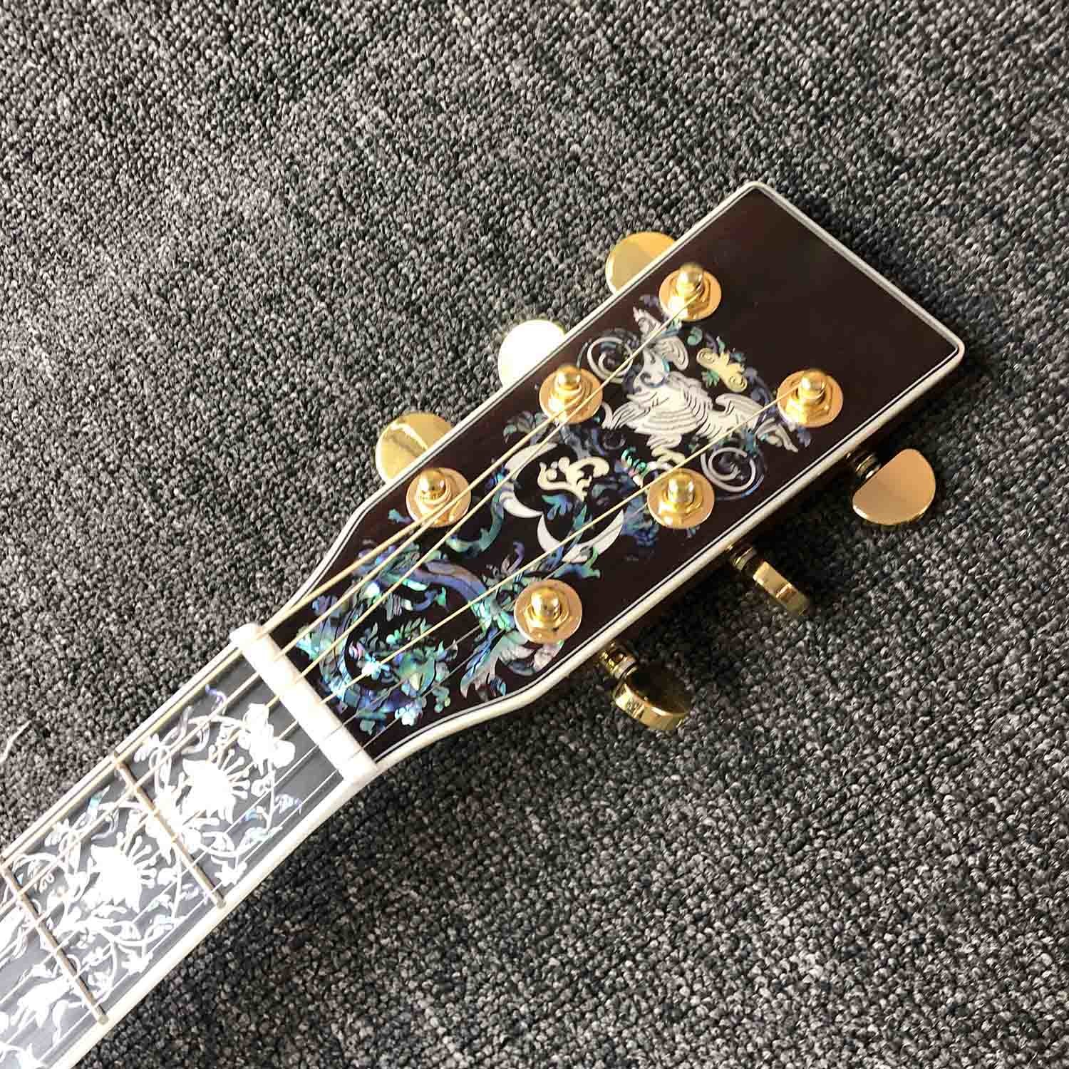 Custom AAAAA Handmade D100AA All Solid Wood Vintage D Dreadnought D100A Acoustic Guitar Deluxe Full Abalone Binding