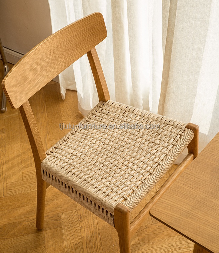 Wood Modern Woven Cord Solid Wood Dining Chair For Restaurant Hotel With And OEM Service Accepted