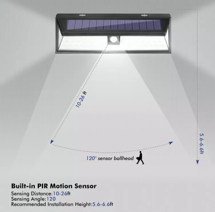 Bright LED Solar Rechargeable Light Outdoor Motion Sensor Light 8-10 Hours Charge Time