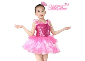 Quality Spandex / Polyester Ballet Dance Costumes Sequin Top Attached Wide Straps wholesale