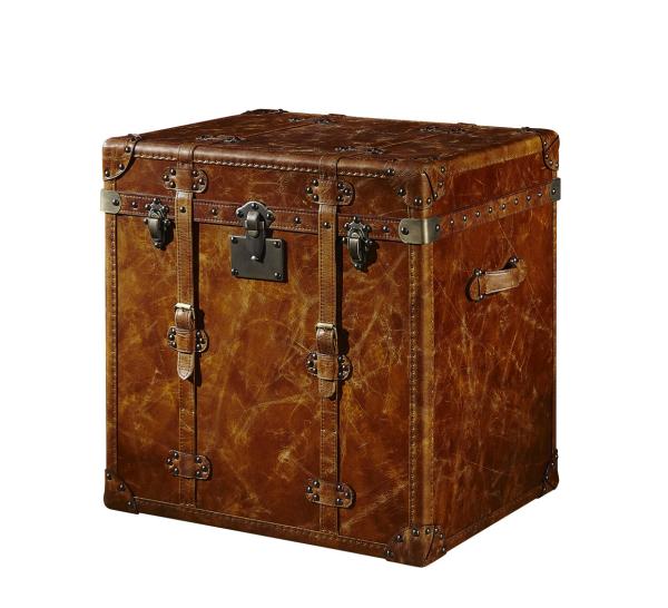 Brown Leather Storage Trunk Plywood Frame 0.275CBM Volume Without Drawers