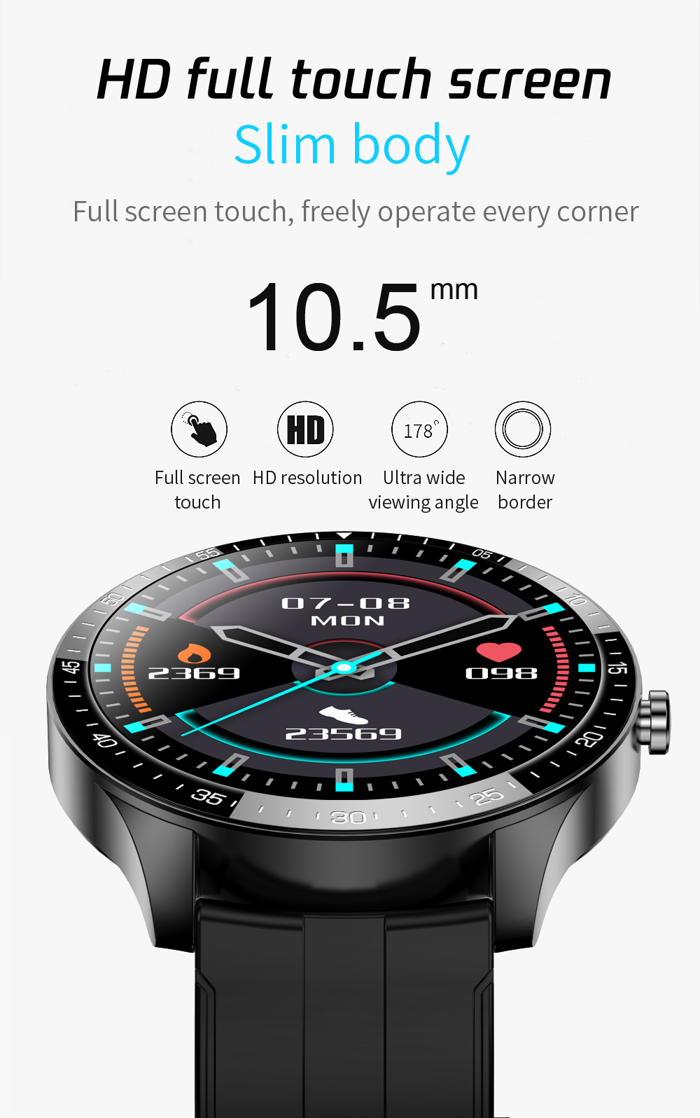 Waterproof Magnetic Charging Watch 5V 200mAh Touch Screen Kids Woman Man