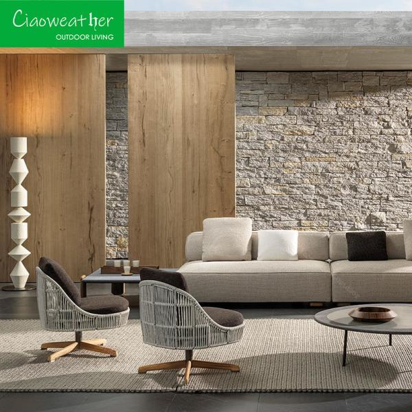 Garden Sofa Set Wood Chair Rattan Modern Sofa for Hotel Restaurant Banquet Home