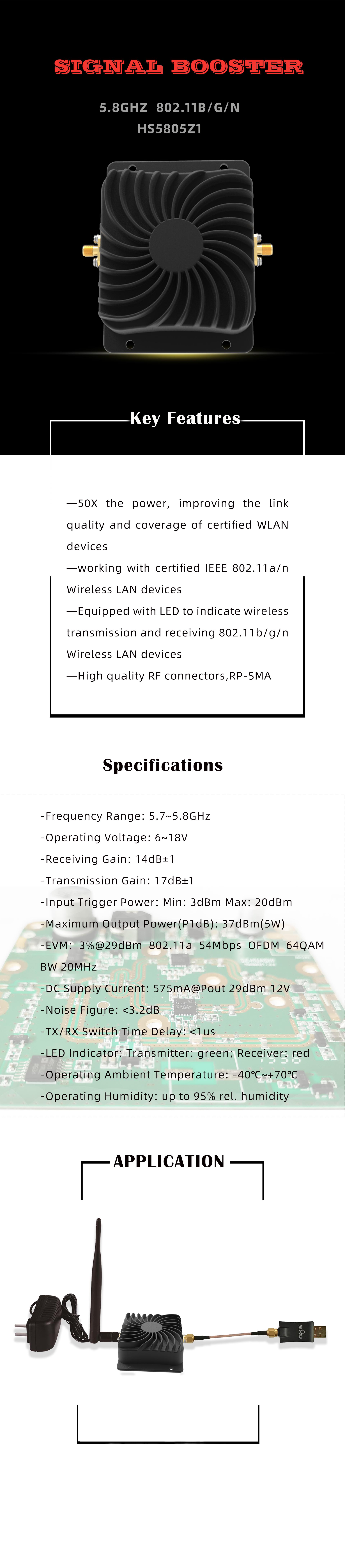5W 5.8Ghz Wireless Portable Signal Booster Network Booster Device