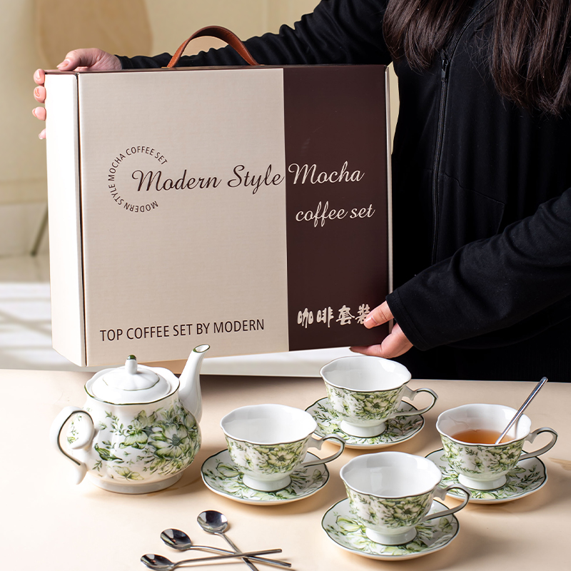 800ml Volume Europe Design Style Porcelain Coffee Tea Set for Afternoon Tea Gathering