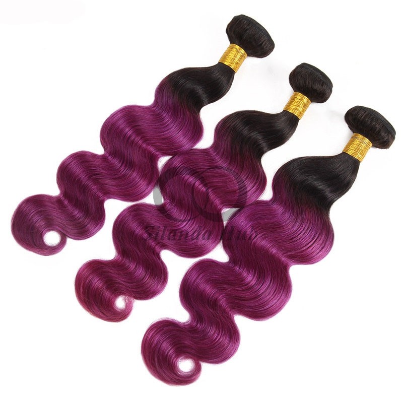 #T1B/Purple Body Wave Remy Human Hair Bundles Sew In Weave Bundles Brazilian Bundle Deals