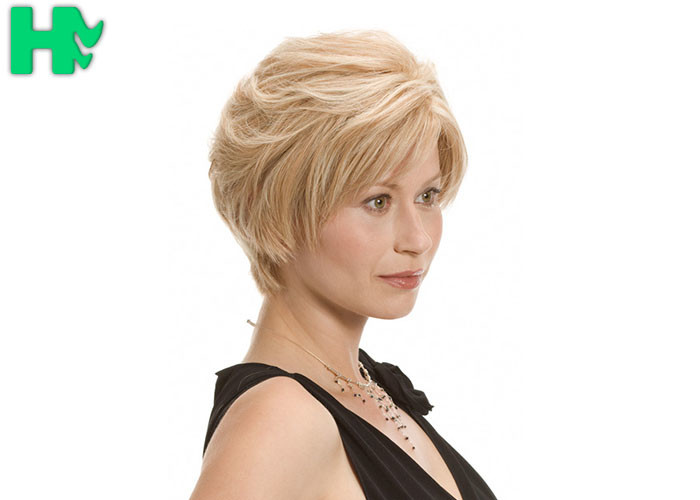 High Temperature Fiber Short Natural Black Short Synthetic Wigs For Woman