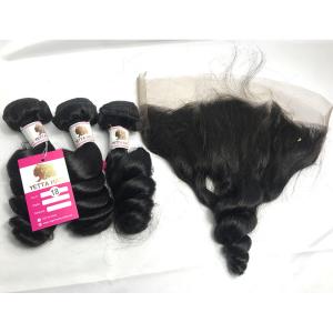Quality No Tangle Peruvian Human Hair Weave / Remy Hair Bundles Full Cuticle Aligned wholesale