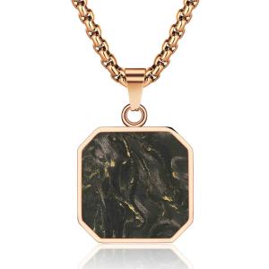 Quality Rose Gold Jewelry Stainless Steel Plated Carbon Fiber Cross Pendant Metal Chain Necklace For Men wholesale