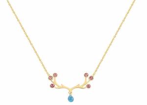 Quality Elk Necklace titanium steel antler clavicle Chain ins Girl Heart diamond-encrusted jewelry ornament Christmas small gift wholesale