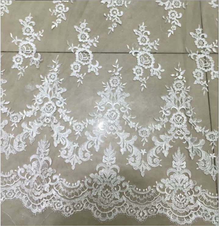 Ivory Embroidery Lace Fabric for Wedding Dress Hot Sale