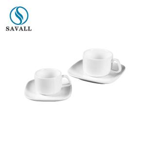 Quality Square White Ceramic Restaurant Porcelain Teacup Customized wholesale