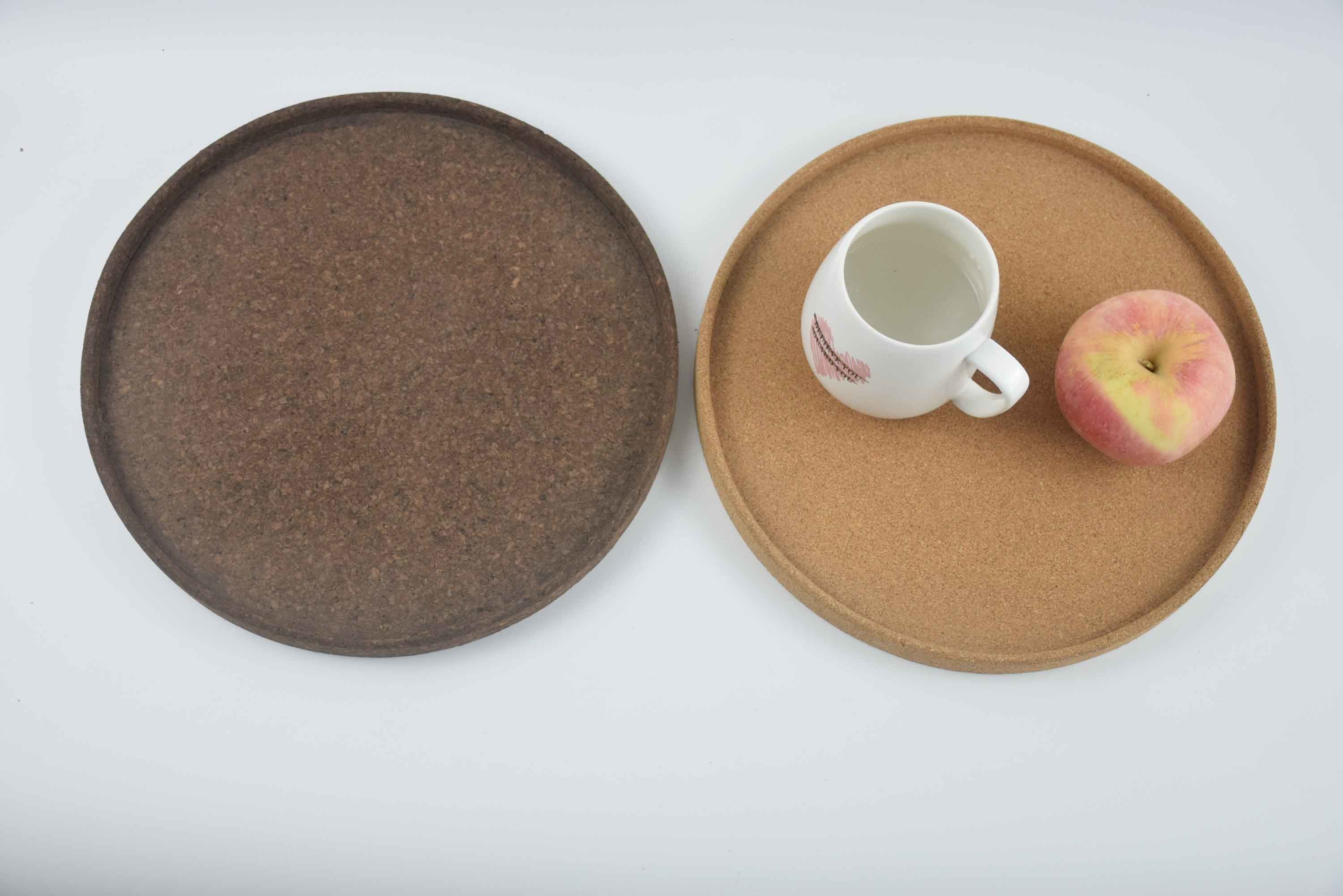 Dia 6in To 16in Round Cork Trays Antimicrobial Slip Resistant