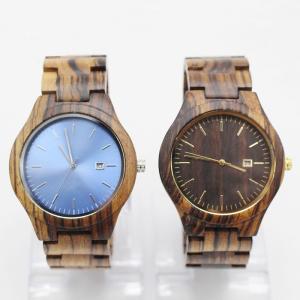Quality Japan calendar quartz movement fashion zebra wood wahches with your logo wholesale