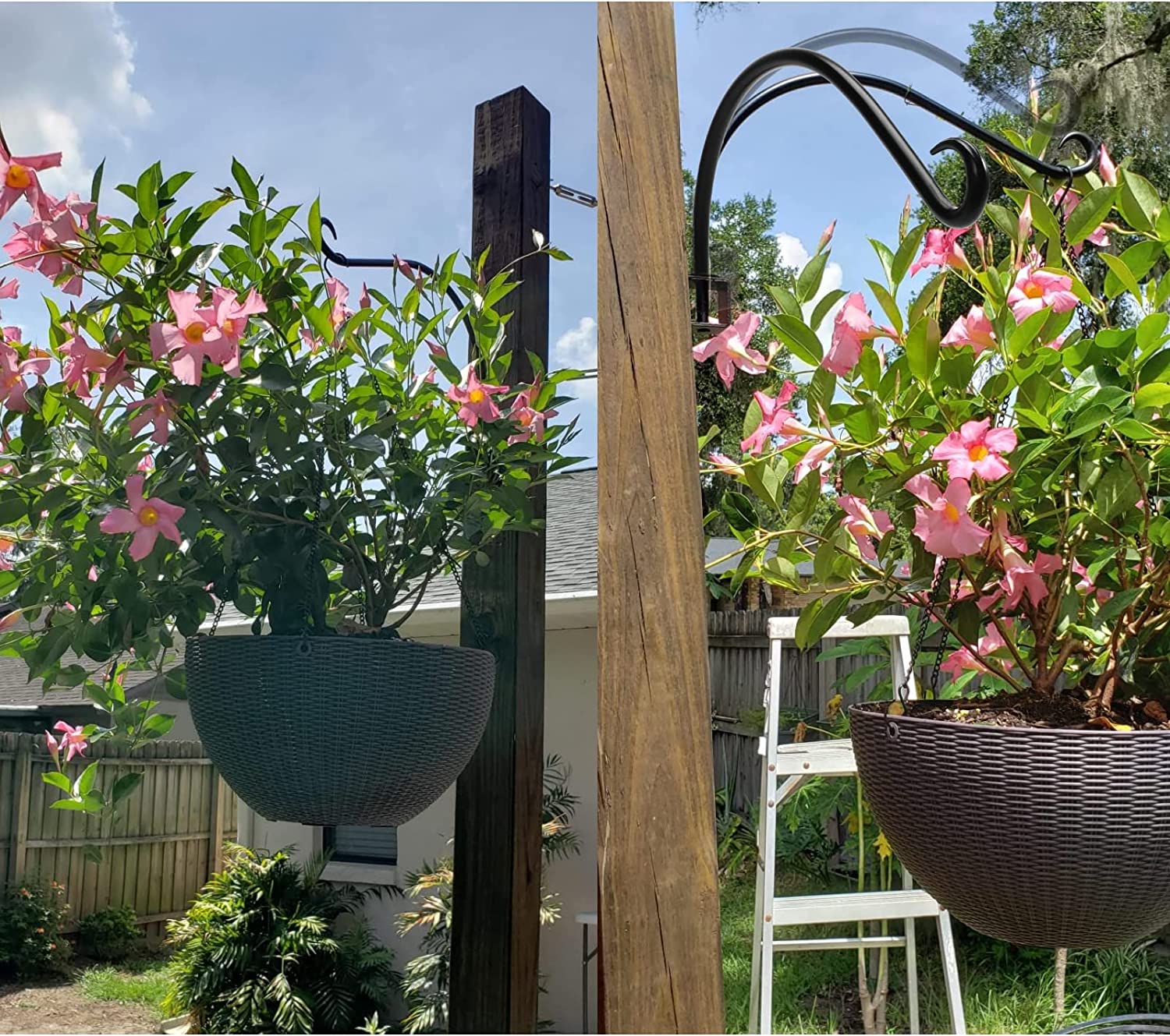 Silver Hardware Included 12 Inches Swivel Plant Hangers Outdoor 2 Pack Black Iron Plant Hanging Hook Bracket