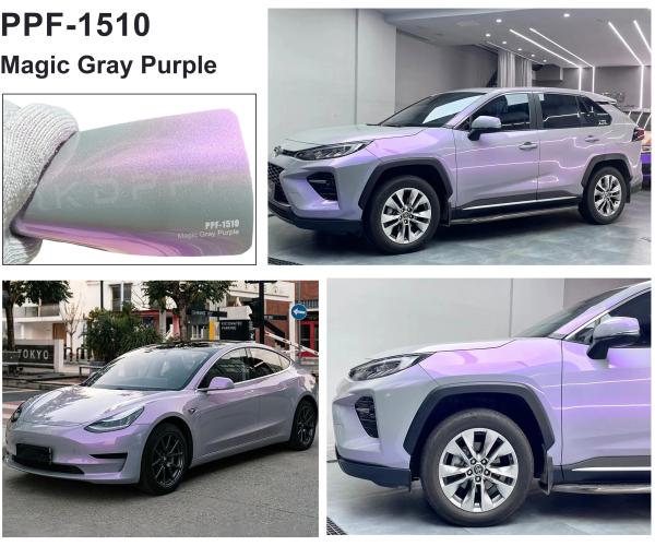 1.52X16m Magic Gray Purple Color Paint Protection Film Self Adhesive PPF Color