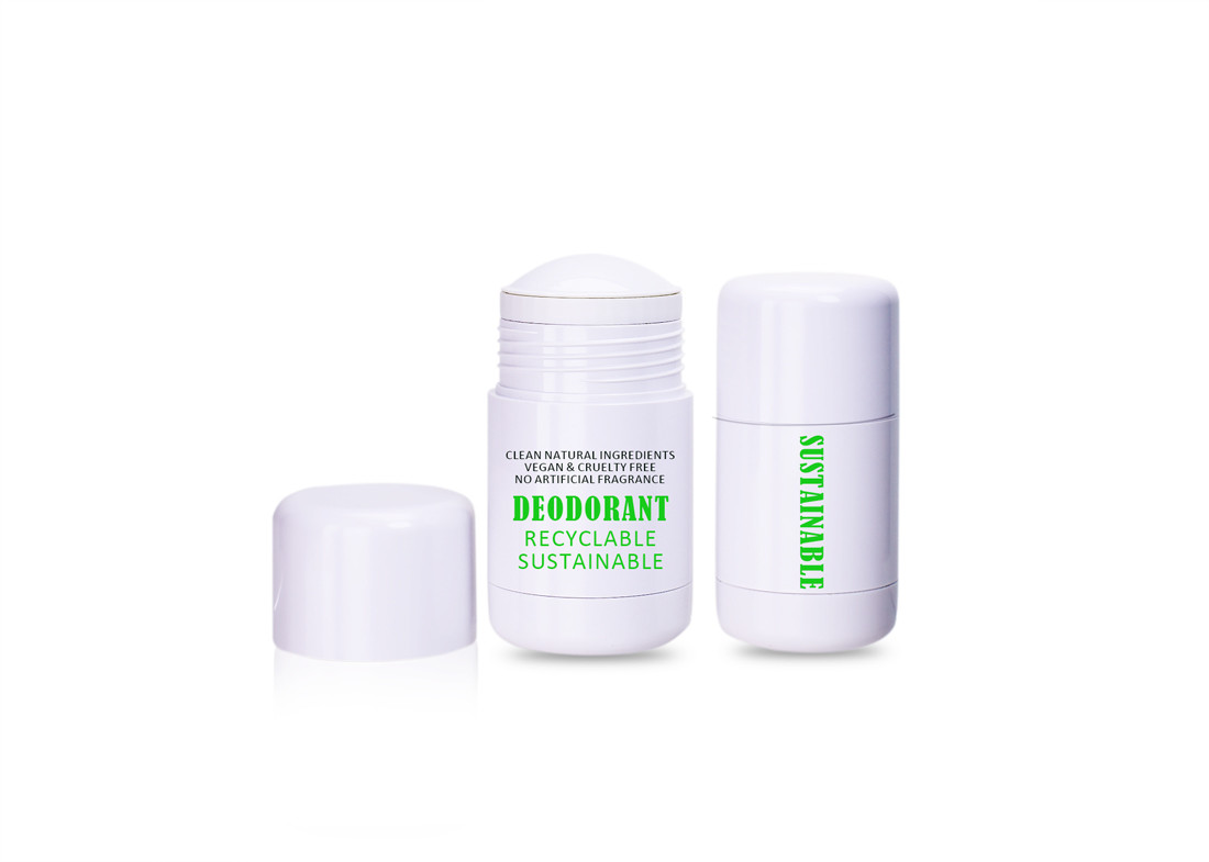 Wholesale Refillable 30g 50gPlastic Sunblock Deodorant Stick Packaging Roll On Stick Flat Round Plastic Deodorant Bottle