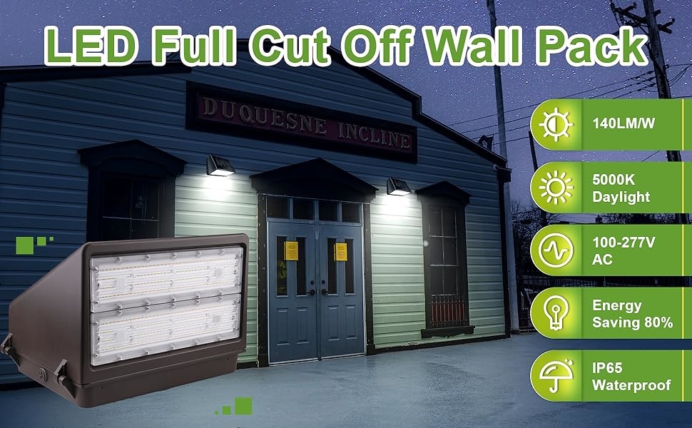 Warehouse Full Cutoff Wall Pack 60W 80W 100W 3CCT Outdoor Waterproof IP65