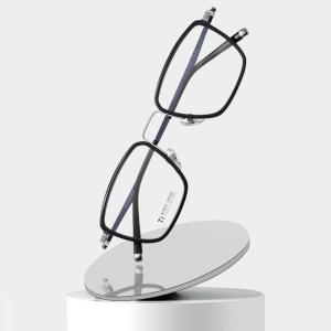 Quality Men'S Black Acetate Glasses Optical Titanium Simple Design OEM wholesale