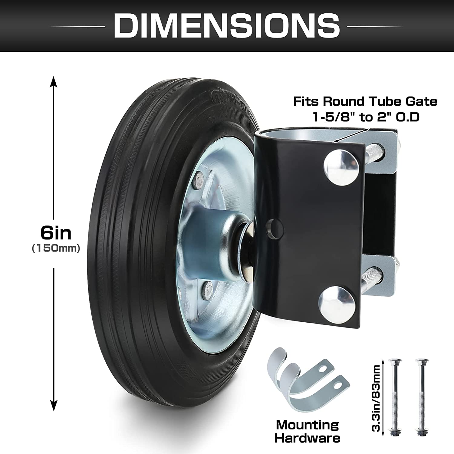 Prevent Door Slack and Improve Gate Function with Black Side Mount Gate Support Wheel