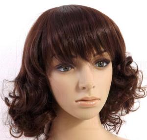 Quality Short Curly Synthetic Hair Wigs , 6A Synthetic Curly Wigs Darker Brown wholesale