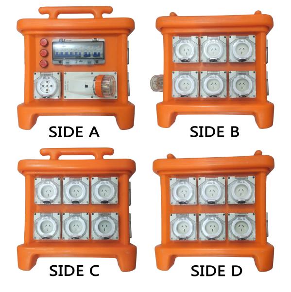 MK1 Portable Power Distribution System Rubber Box Orange Outdoor Distribution