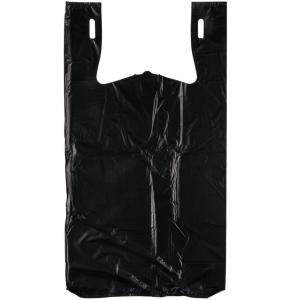 Quality Black Embossed Heavy Duty T Shirt Bags 0.67 Mil Lightweight High Durability wholesale