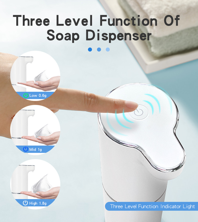 800mAh Rechargeable Sensor Soap Dispenser 300ML Touchless White Bathroom