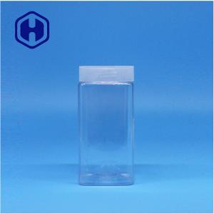 Quality Transparent Square Peanut Butter Blueberry Jam Cacao Paste PET Jars Screw Top Lid wholesale