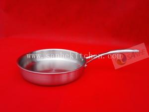 Quality Frying pan,Stainless steel pan,thickness 2.5mm with cast iron handle wholesale