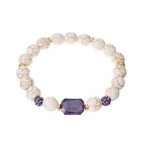 Quality Stackable Beaded Stone Bracelet , Protection White Turquoise Bracelet wholesale