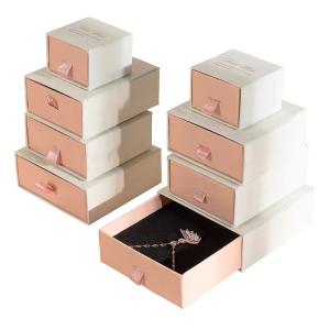 Quality Pink Jewelry Gift Boxes Drawer Custom Paper Jewelry Boxes With Velvet Insert wholesale