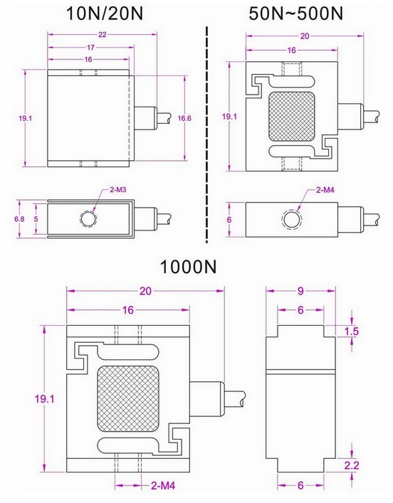 20kg miniature load cell for tension compression force measurement