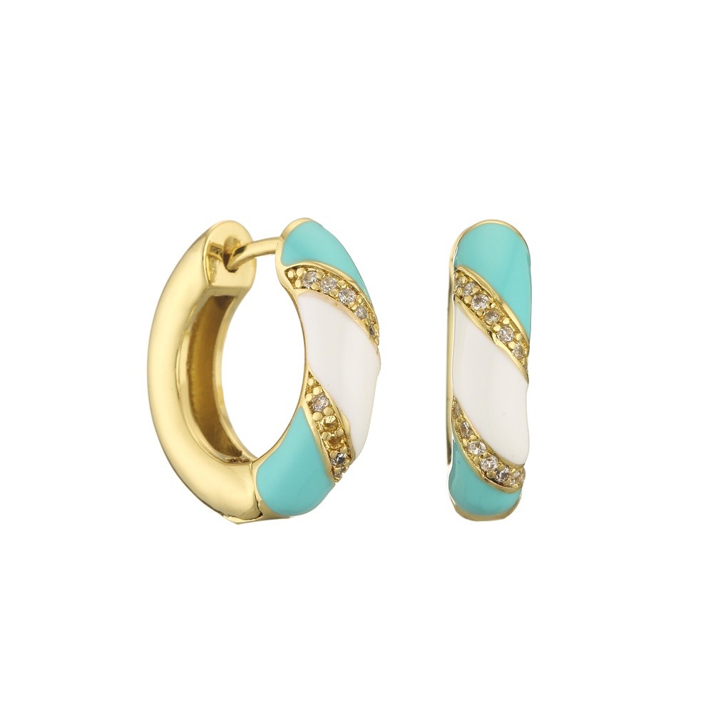 Micro Dripping Oil Earring OEM Diy Zircon Stone Gold Earrings