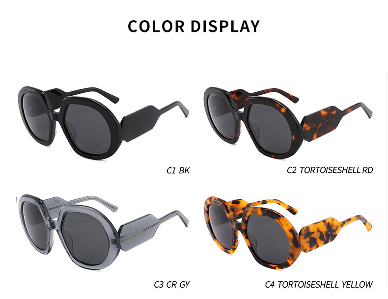 Polarized Distinctive Women Men Acetate Frame Sunglasses Metal Frame TAC Lens