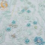 Evening Dress Green Lace Applique Handwork 3D Embroidery Lace Fabric