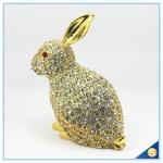 Handcraft Metal Rabbit Shape Trinket Box Full Of Rhinestone Lucky jewelry Box