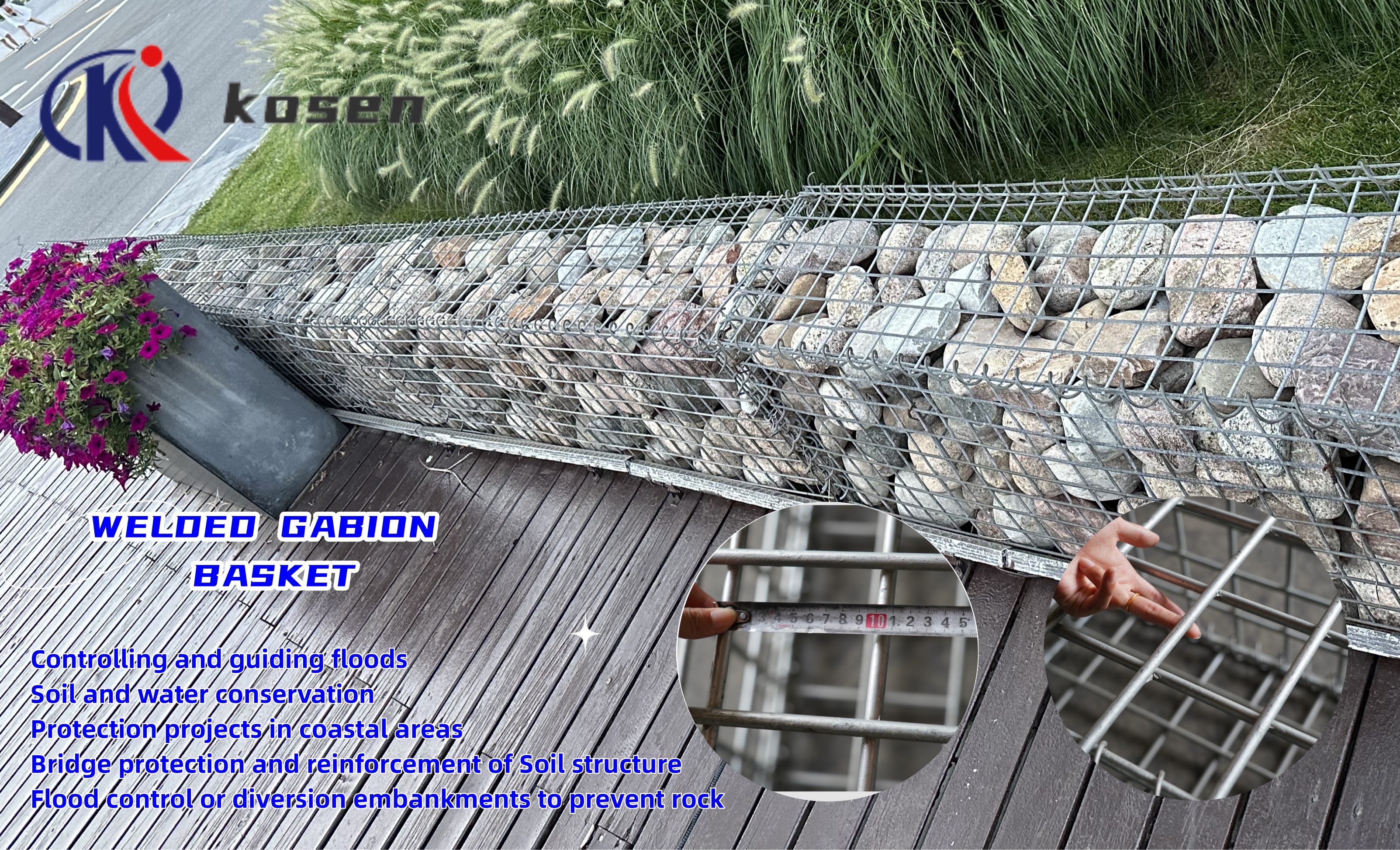 Hexagonal Hole Welded Mattress Wall Gabion 2x1x1Box Gabion cages Wire Mesh Boxes Stone