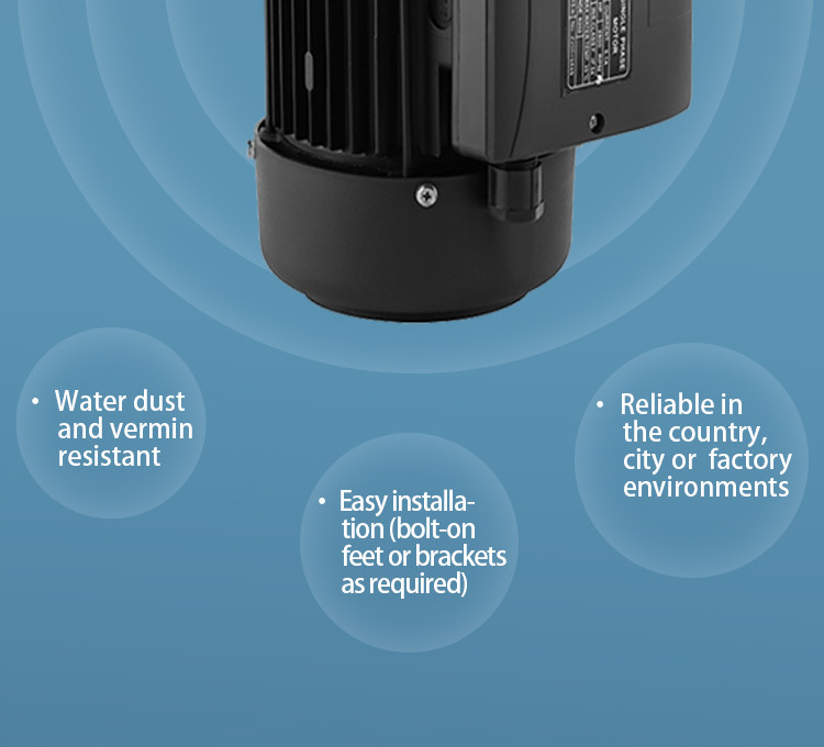 Waterproof Aluminium Housing Single-Phase Asynchronous Motor for Swimming Pool Pump 1500rpm 220V 50/60Hz