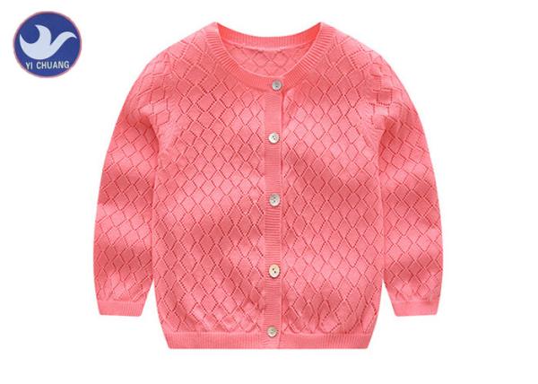 Crew Neck Girls Cardigan Sweaters Spring Knitwear Shell Buttons Diamond