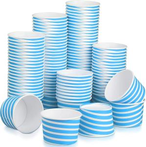 Quality 100 Pack Blue Sundae 7 Oz Disposable Paper Cups For Hot Drinks Water Ice Cream wholesale