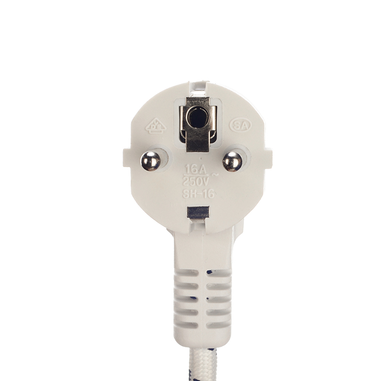 1 8m Braided/Cotton Cable Stripped End VDE Approved European Cee7/7 AC Cord for Steam Iron and Rice Cooker