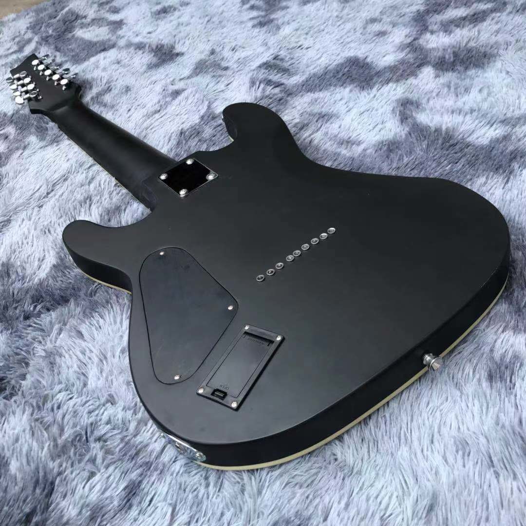 Custom Grand 9 Strings DP Damien Plati Electric Guitar in Black Satin Color with Rectangle Hardcase